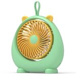 Ventilador eléctrico portátil de escritorio con orejas de animales para dormitorio, Charging Version Green