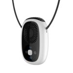 Ventilador de cuello colgante sin hojas Mini ventilador de mano Ventilador recargable USB, Without Negative Ions White