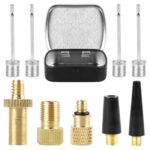 Juego de adaptadores de válvula de bicicleta SV/AV/DV Accesorios de bomba de bola de bicicleta, 9 in 1