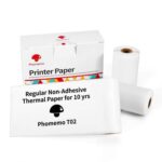 Para Phomemo T02, 3 rollos, impresora Bluetooth, papel térmico, papel de etiquetas, 53mmx6.5m 10 Years Black on White No Adhesive