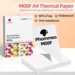 Para Phomemo M08F 200 hojas de papel de impresión térmica Compatible con MR.IN Brother Pocket Jet / MT800, Letter Thermal Paper - Imagen 2