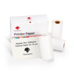 Para Phomemo M02 / M02S / M02 Pro, 3 rollos/paquete, 53 mm, 10 años de impresión en negro sobre papel blanco, protección ocular, adhesivo beige, papel térmico.