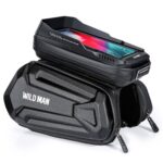 WILD MAN XT6 1.2L bicicleta de montaña EVA carcasa dura impermeable teléfono pantalla táctil bolsa de tubo superior, XT6 (Twill)