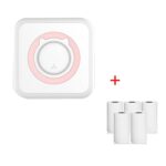Impresora térmica de etiquetas fotográficas sin tinta Bluetooth C15 Mini Student, Pink+5 Paper