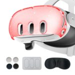 Para carcasa protectora de PC Meta Quest 3, 7 In 1 (Glitter Transparent Red)