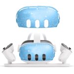 Para carcasa protectora de PC Meta Quest 3, Single Shell (Glitter Transparent Blue)