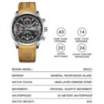 BINBOND B6022 Reloj de cuarzo multifuncional luminoso resistente al agua 30 m, Leather-White Steel-Blue - Imagen 3