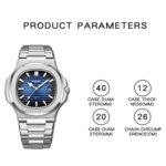 BINBOND B1885 30m Reloj de cuarzo para hombre cuadrado luminoso retro resistente al agua, White Steel-Blue, White Steel-Black, White Steel-White, White Steel-Green, Rose Gold-Blue, Rose Gold-Black, Rose Gold-White, Black Steel-Black-White... - Imagen 3