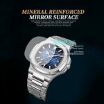 BINBOND B1885 30m Reloj de cuarzo para hombre cuadrado luminoso retro resistente al agua, White Steel-Blue, White Steel-Black, White Steel-White, White Steel-Green, Rose Gold-Blue, Rose Gold-Black, Rose Gold-White, Black Steel-Black-White... - Imagen 4