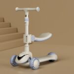 XOEYU K8 Patinete Infantil Plegable Ajustable Multifuncional con Música y Luces, 3-in-1 Blue