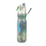 Taza de agua de refrigeración por pulverización para entrenamiento deportivo al aire libre de verano de 470ml, Camouflage Green 3-layers