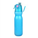 Taza de agua de refrigeración por pulverización para entrenamiento deportivo al aire libre de verano de 470ml, Pure Blue 2-layers