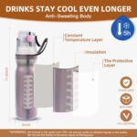 Taza de agua de refrigeración por pulverización para entrenamiento deportivo al aire libre de verano de 470ml, Dream Purple 3-layers - Imagen 4