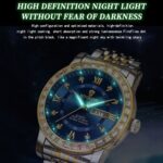 BINBOND B2202 Reloj de cuarzo luminoso con doble calendario y diamantes, White Steel-Blue - Imagen 3
