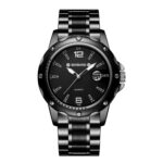 BINBOND B9696 Reloj de cuarzo resistente al agua luminoso con calendario para exteriores, White Steel-White, White Steel-Black, White Steel-Blue, Full Gold-Black-Gold Nail, Black Steel-Black-White Nail