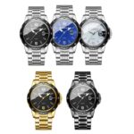 BINBOND B9696 Reloj de cuarzo resistente al agua luminoso con calendario para exteriores, White Steel-White, White Steel-Black, White Steel-Blue, Full Gold-Black-Gold Nail, Black Steel-Black-White Nail - Imagen 2