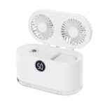 WT-818 Spray de doble hoja Pantalla digital inteligente Ventilador de escritorio Luz nocturna Humidificación Enfriador