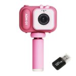 Mini cámara de vídeo digital para niños con pantalla IPS de 2,4 pulgadas y doble lente de 48 MP, With 32G TF Card Pink Bunny