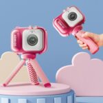 Mini cámara de vídeo digital para niños con pantalla IPS de 2,4 pulgadas y doble lente de 48 MP, Without TF Card Pink Bunny - Imagen 3