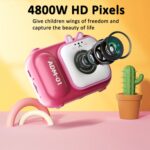 Mini cámara de vídeo digital para niños con pantalla IPS de 2,4 pulgadas y doble lente de 48 MP, With 64G TF Card Blue Fox - Imagen 4