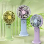 Ventilador pequeño de escritorio con carga USB, soporte portátil para teléfono celular, ventilador de mano - Imagen 2