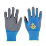1 par de guantes TPE con dibujos animados para niños, guantes protectores antideslizantes resistentes al desgaste para hámster y loro, antiarañazos para morder, para estudiantes de jardinería, S Blue