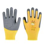 1 par de guantes TPE con dibujos animados para niños, guantes protectores antideslizantes resistentes al desgaste para hámster y loro, antiarañazos para morder, para estudiantes de jardinería, S Yellow