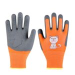 1 par de guantes TPE con dibujos animados para niños, guantes protectores antideslizantes resistentes al desgaste para hámster y loro, antiarañazos para morder, para estudiantes de jardinería, L Orange