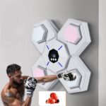 Máquina de boxeo con música Bluetooth, equipo de fitness recargable y contable, With Child Golves Pink Blue