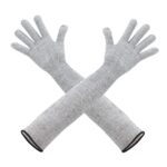 1 par de guantes de manga anticortes extendidos, HPPE, protección para brazos antiarañazos, guantes de trabajo antimordeduras, 20cm Gray