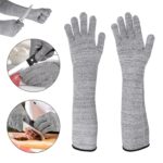 1 par de guantes de manga anticortes extendidos, HPPE, protección para brazos antiarañazos, guantes de trabajo antimordeduras, 50cm Gray - Imagen 2
