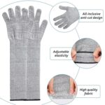 1 par de guantes de manga anticortes extendidos, HPPE, protección para brazos antiarañazos, guantes de trabajo antimordeduras, 30cm Gray - Imagen 3