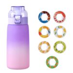 Botella de agua con sabor a fragancia, a prueba de fugas, para deportes al aire libre, con 7 cápsulas de sabor, botella para bebidas frías, 600ml