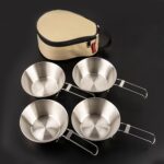Cuenco de acero inoxidable plegable portátil con bolsa de almacenamiento Juego de cubiertos para acampar, AOTU AT6440 2pcs 300ml+2pcs 500ml - Imagen 2
