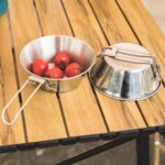 Cuenco de acero inoxidable plegable portátil con bolsa de almacenamiento Juego de cubiertos para acampar, AOTU AT6440 2pcs 300ml+2pcs 500ml - Imagen 4