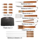 Juego de 19 piezas de caja de herramientas para barbacoa con mango de madera de acero inoxidable para exteriores - Imagen 2