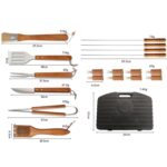 Juego de 19 piezas de caja de herramientas para barbacoa con mango de madera de acero inoxidable para exteriores - Imagen 3