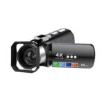 Cámara de vídeo digital con visión nocturna colorida, WiFi HD 4K, sin luz, Black + Lens Hood
