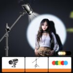 102 LEDs Spotlight Portrait Photography Fill Light Adjustable Focus Triple Color Temperature,US Plug, 275W+2.1m Tripod+Crossbar