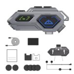 C8Pro IPX7 Waterproof Two-Person Intercom Helmet Bluetooth Headset With Flashlight, Hard Mic