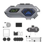 C8Pro IPX7 Waterproof Two-Person Intercom Helmet Bluetooth Headset With Flashlight, Soft and Hard Mics
