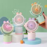 Cartoon Rabbit Desktop Fan USB Charging Handheld Fan Up And Down Adjustable Wind Direction - Imagen 2