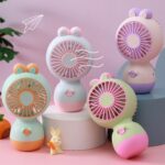 Cute Cartoon Rabbit Desktop Fan Children Summer Cool Gifts Handheld Rechargeable Fan - Imagen 2