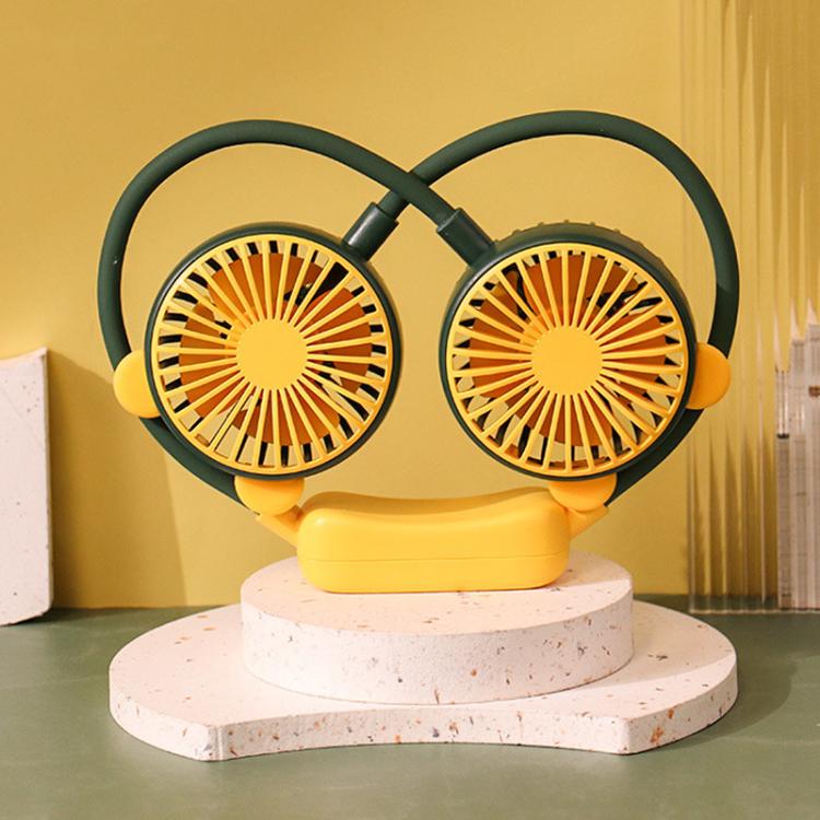 TBD0606016301.jpg Outdoor Folding Mini Neck Fan Portable USB Rechargeable Summer Gift Fan, Bear Green - Imagen 1