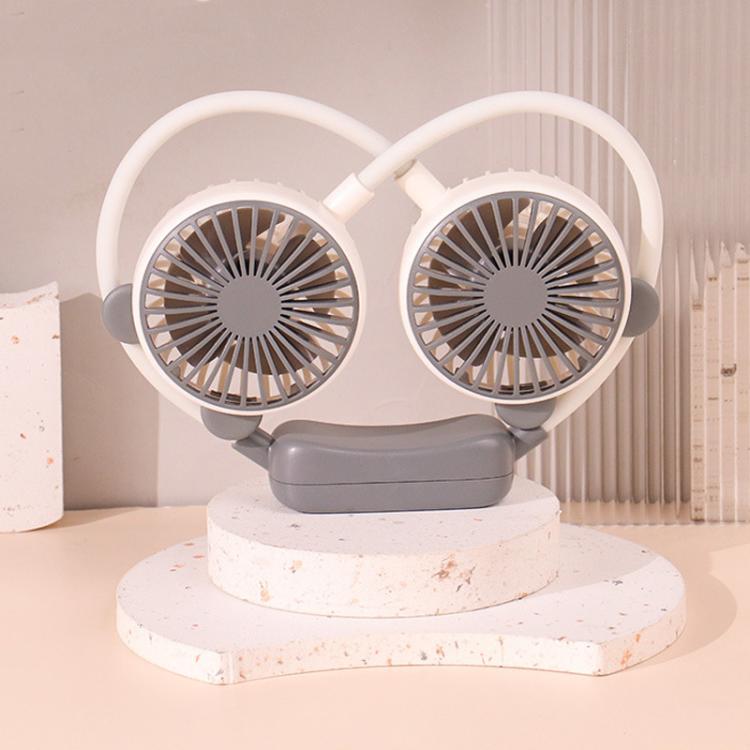 TBD0606016303.jpg Outdoor Folding Mini Neck Fan Portable USB Rechargeable Summer Gift Fan, Bear Gray White - Imagen 1