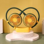 Outdoor Folding Mini Neck Fan Portable USB Rechargeable Summer Gift Fan, Devil Green