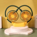 Outdoor Folding Mini Neck Fan Portable USB Rechargeable Summer Gift Fan, Cat Ears Green