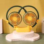 Outdoor Folding Mini Neck Fan Portable USB Rechargeable Summer Gift Fan, Deer Green