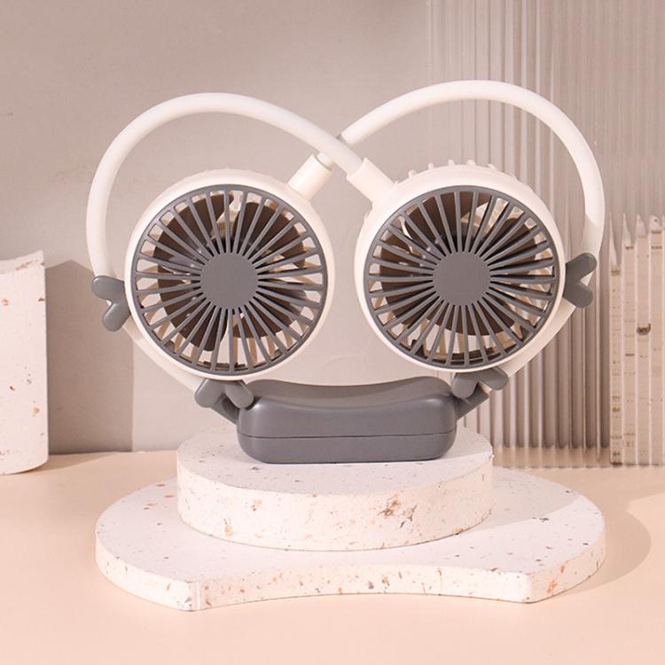 TBD0606016312.jpg Outdoor Folding Mini Neck Fan Portable USB Rechargeable Summer Gift Fan, Deer Gray White - Imagen 1