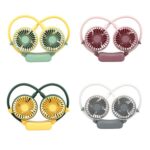 Outdoor Folding Mini Neck Fan Portable USB Rechargeable Summer Gift Fan, Bear Pink Purple - Imagen 2